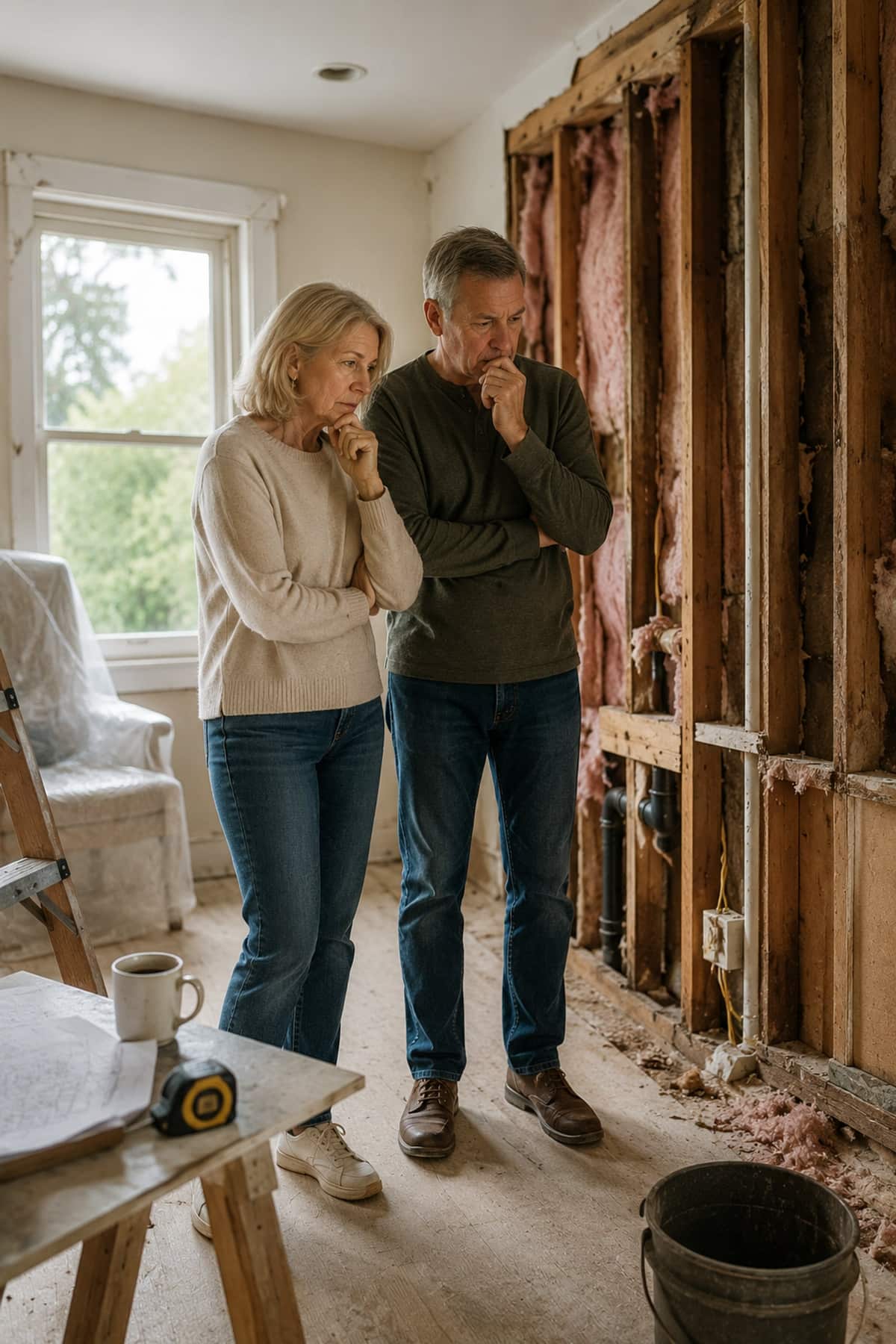 Illustration of a fixer-upper home mid-renovation